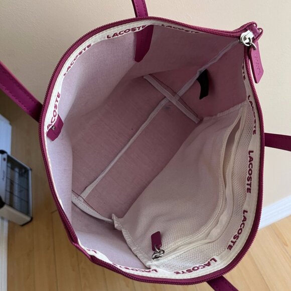 Lacoste tote bag medium small rose red 95% new shoulder bag - Picture 3 of 7